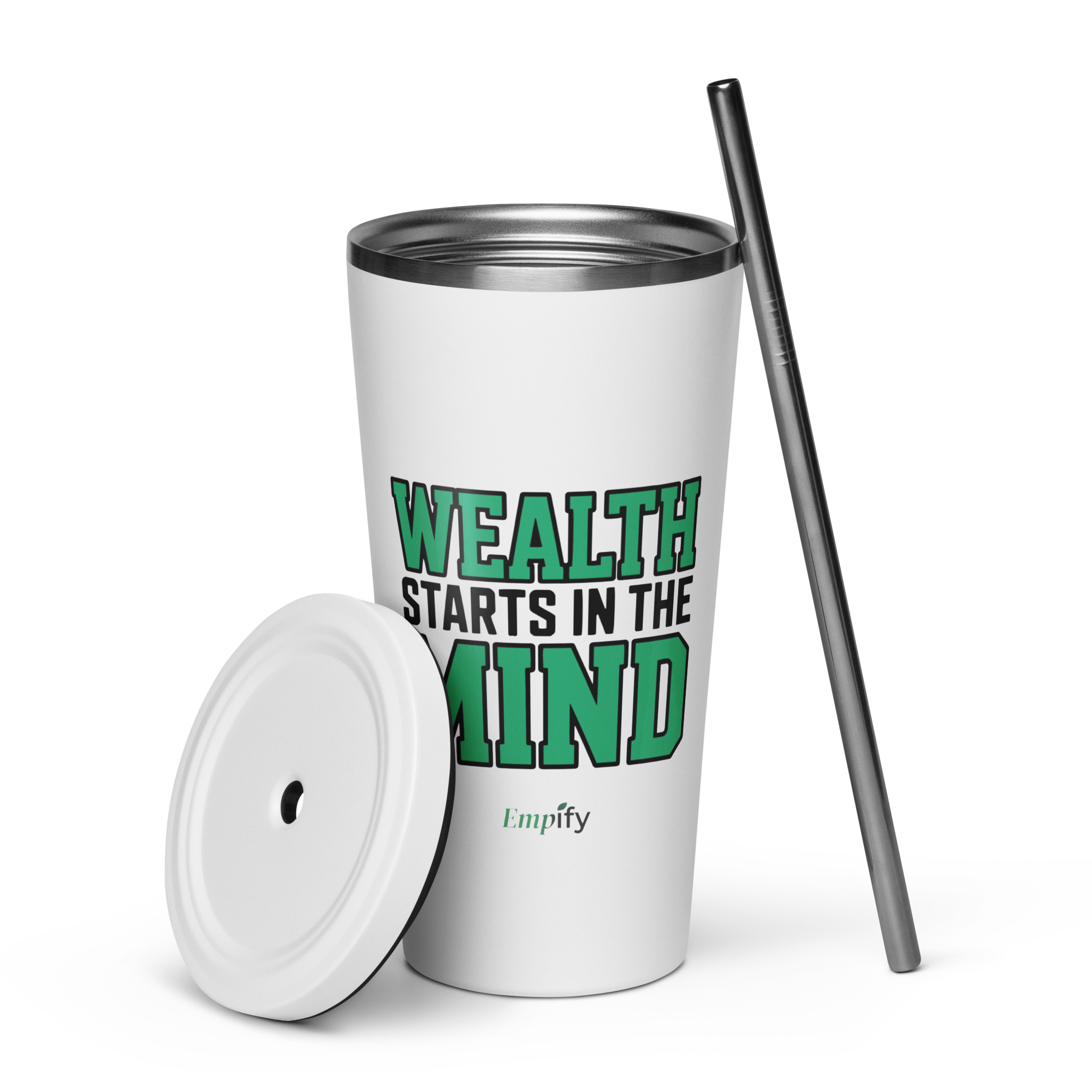 Wealth Starts in the Mind Insulated Tumbler with Straw