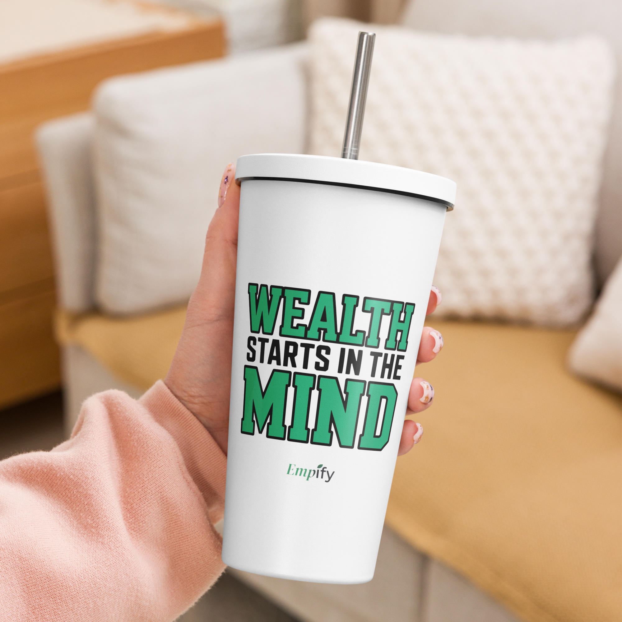 Wealth Starts in the Mind Insulated Tumbler with Straw