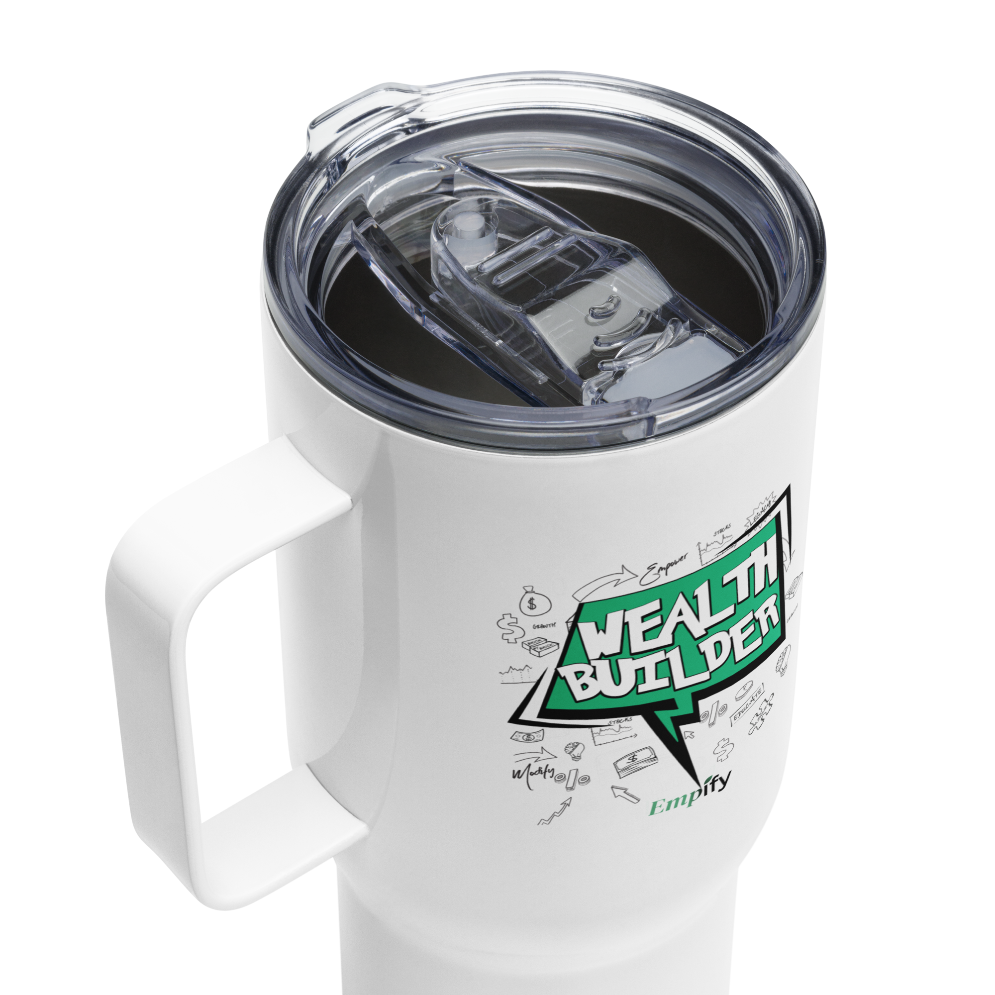 WealthBuilder Travel Mug With a Handle